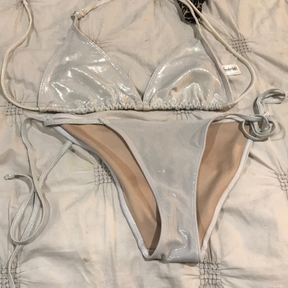 Frederick’s brides silver sparkly bikini